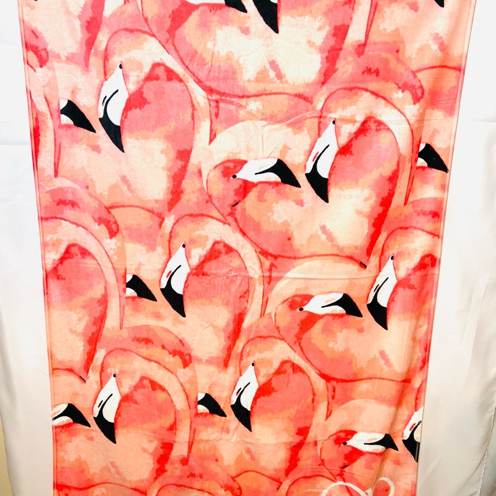 Ocean Pacific beach towel 40”X72” Oeko Tex Multicolor Flamingo Print NEW